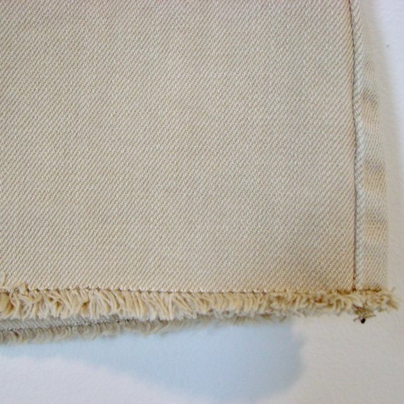 Free People Mini Skirt Beat of the Music Tan Khaki Denim Raw Hem Size 2 Small - Picture 7 of 16